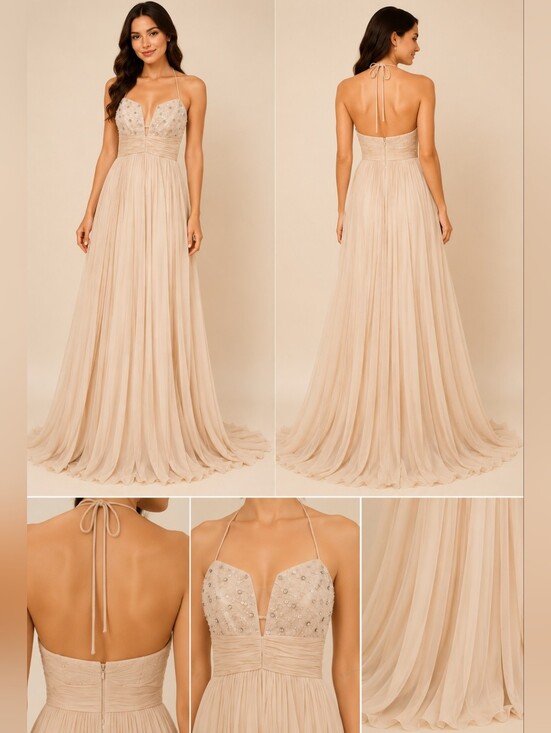 ABS Allen Schwartz Dresses & Skirts - ABS Vintage style deep V halter gown